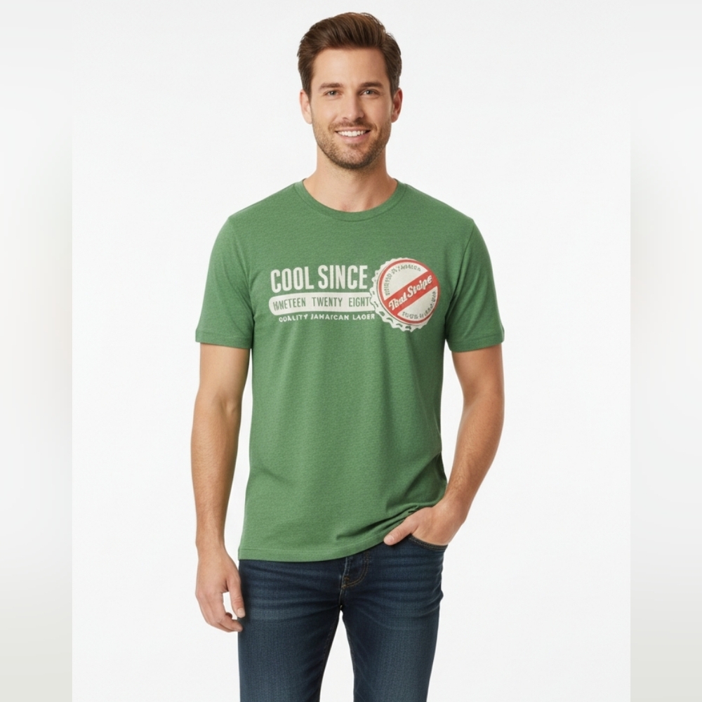 💕SALE Red Stripe Men's Green Graphic T-Shirt Medium
